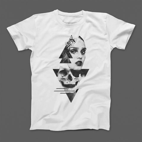 Artistic Skull and Woman Geometric Design T-Shirt