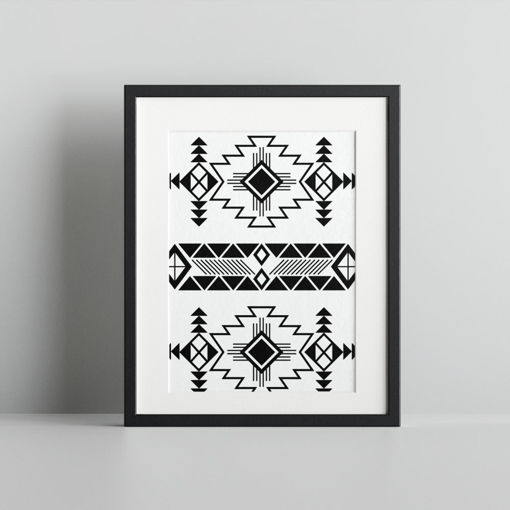 Geometric Pattern Black and White Art Print Wall Decor