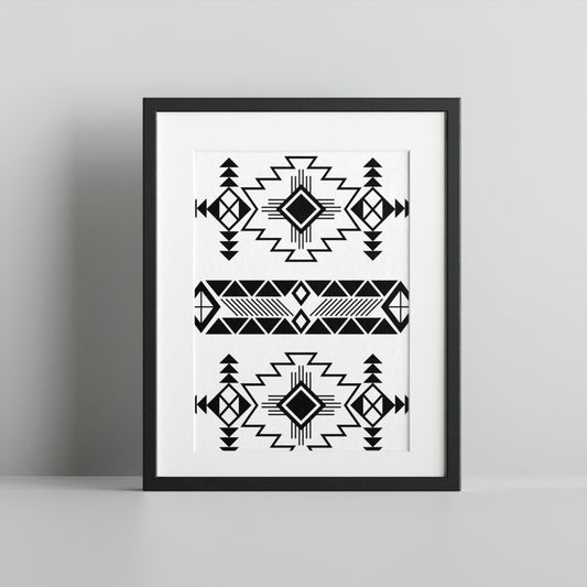 Geometric Pattern Black and White Art Print Wall Decor