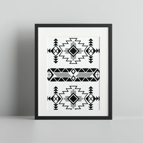 Geometric Pattern Black and White Art Print Wall Decor