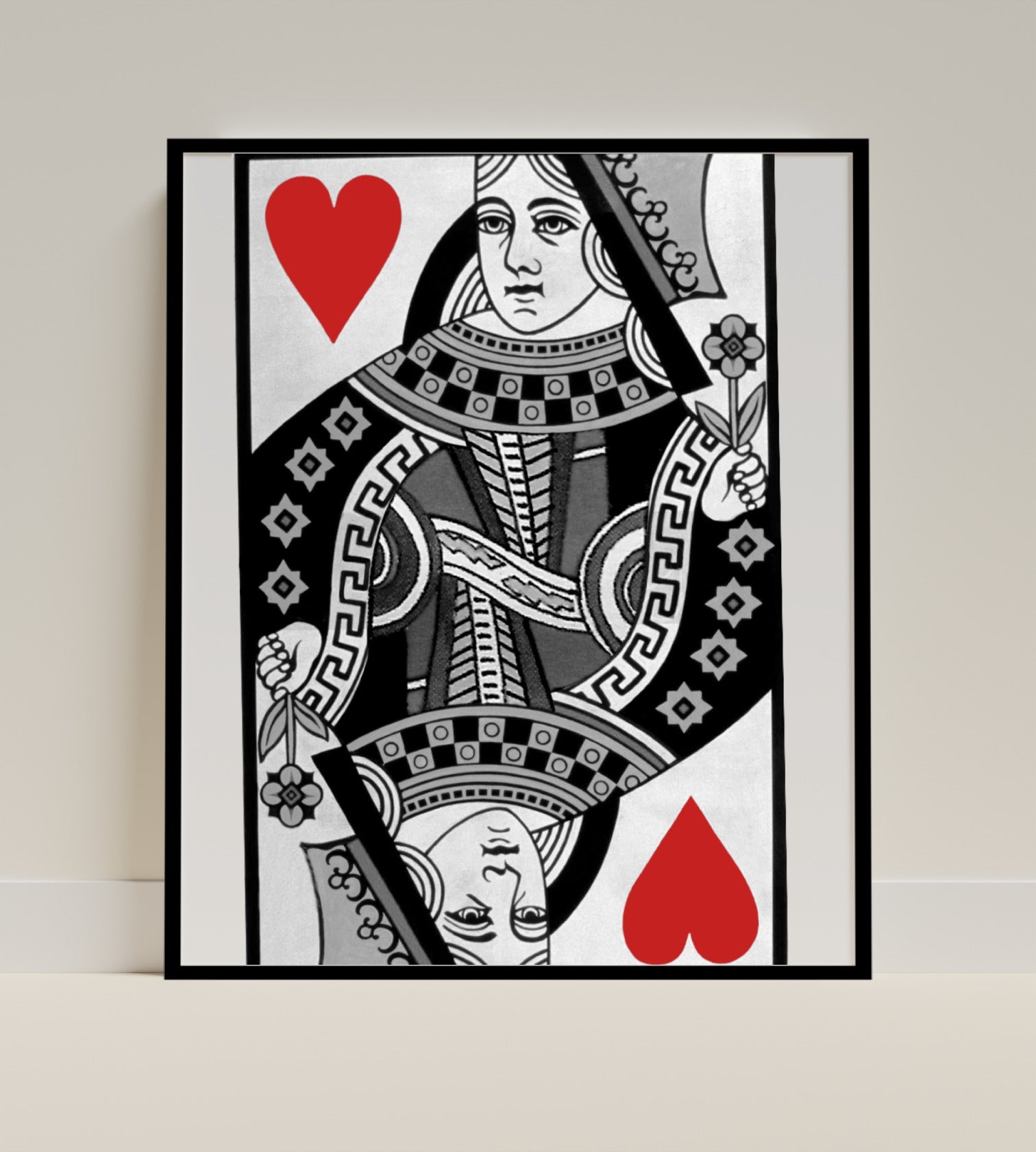 Queen of Hearts Playing Card Wall Art Print