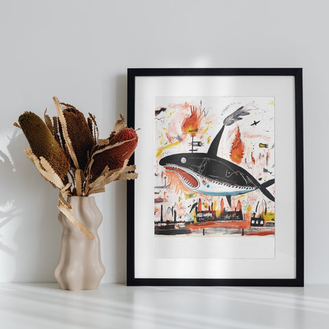 Abstract Whale Art Print for Modern Home Decor
