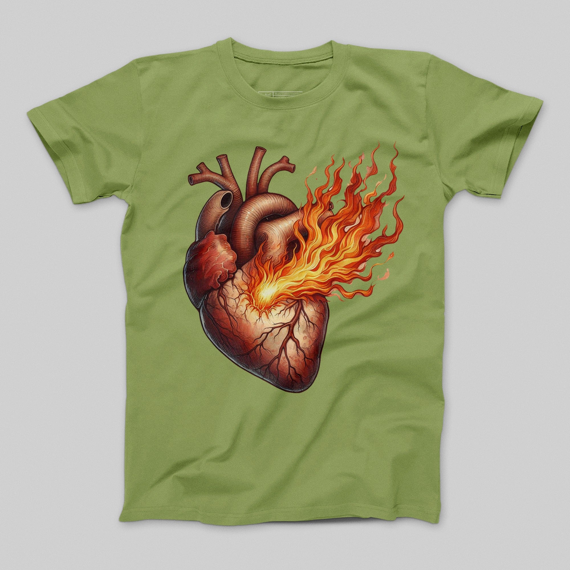 Fiery Heart Design Graphic T-Shirt for Bold Style