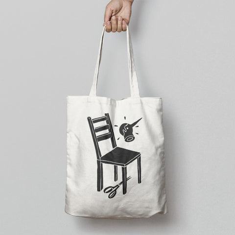 Creative Chair and Unicorn Print Tote Bag