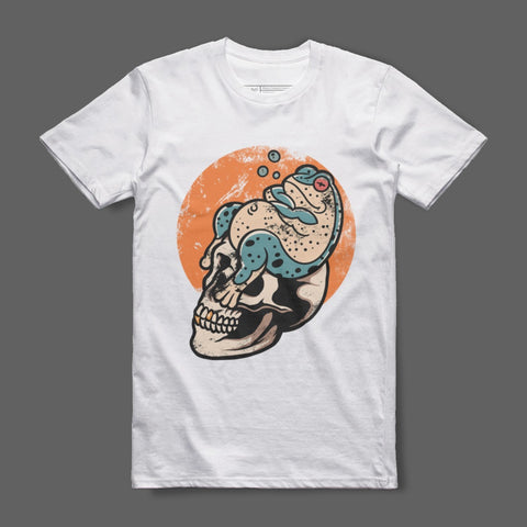 Skull Art with Fish Illustration Vibrant T-shirt product