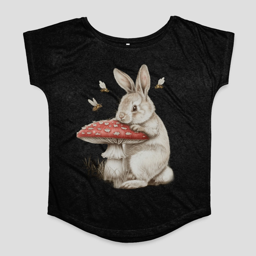 Cute Bunny with Mushroom and Bees Graphic T-shirt