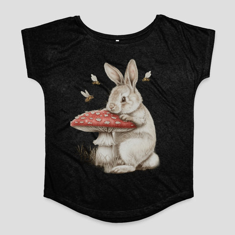 Cute Bunny with Mushroom and Bees Graphic T-shirt