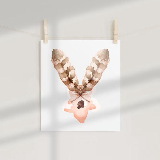 Abstract Butterfly Feather Watercolor Art Print