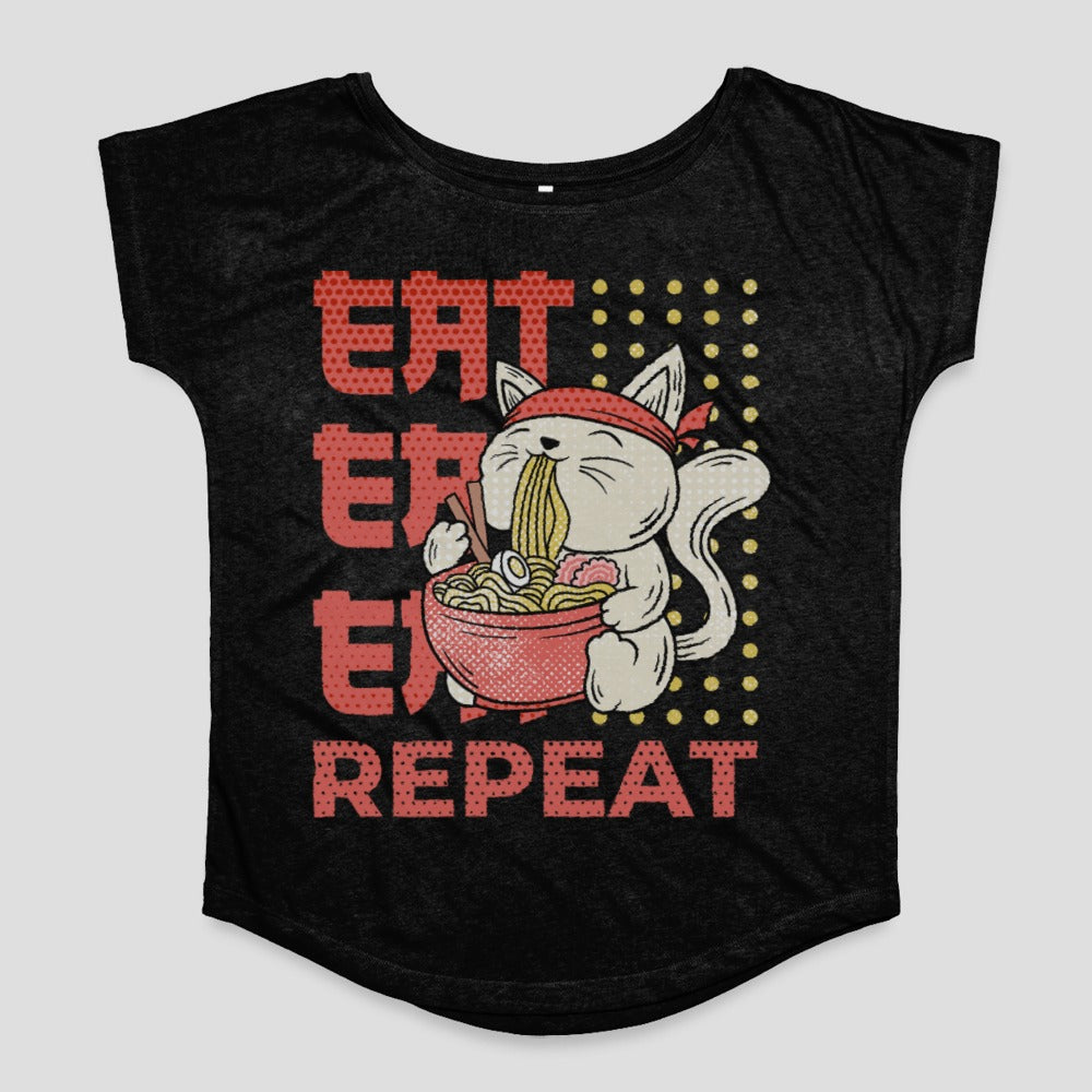 Eat Eat Eat Repeat Noodles Cute Cat T-Shirt