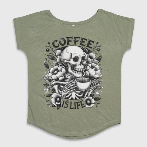 Coffee Is Life Skeleton Graphic Shirt