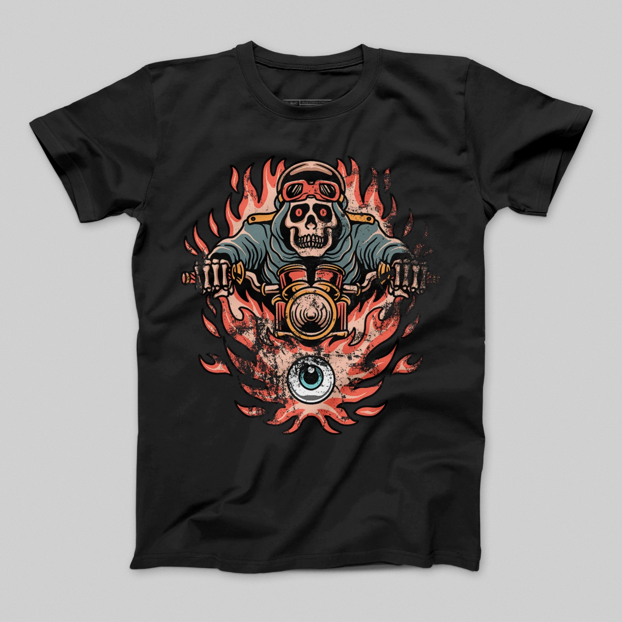 Skull Rider with Flaming Eye Graphic T-shirt