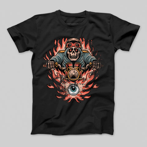 Skull Rider with Flaming Eye Graphic T-shirt