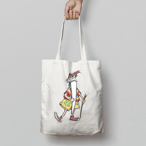 Cool Cartoon Character with Cane Design Tote Bag