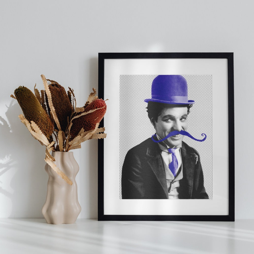 Vintage Style Fun Portrait With Blue Hat Artwork