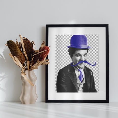 Vintage Style Fun Portrait With Blue Hat Artwork