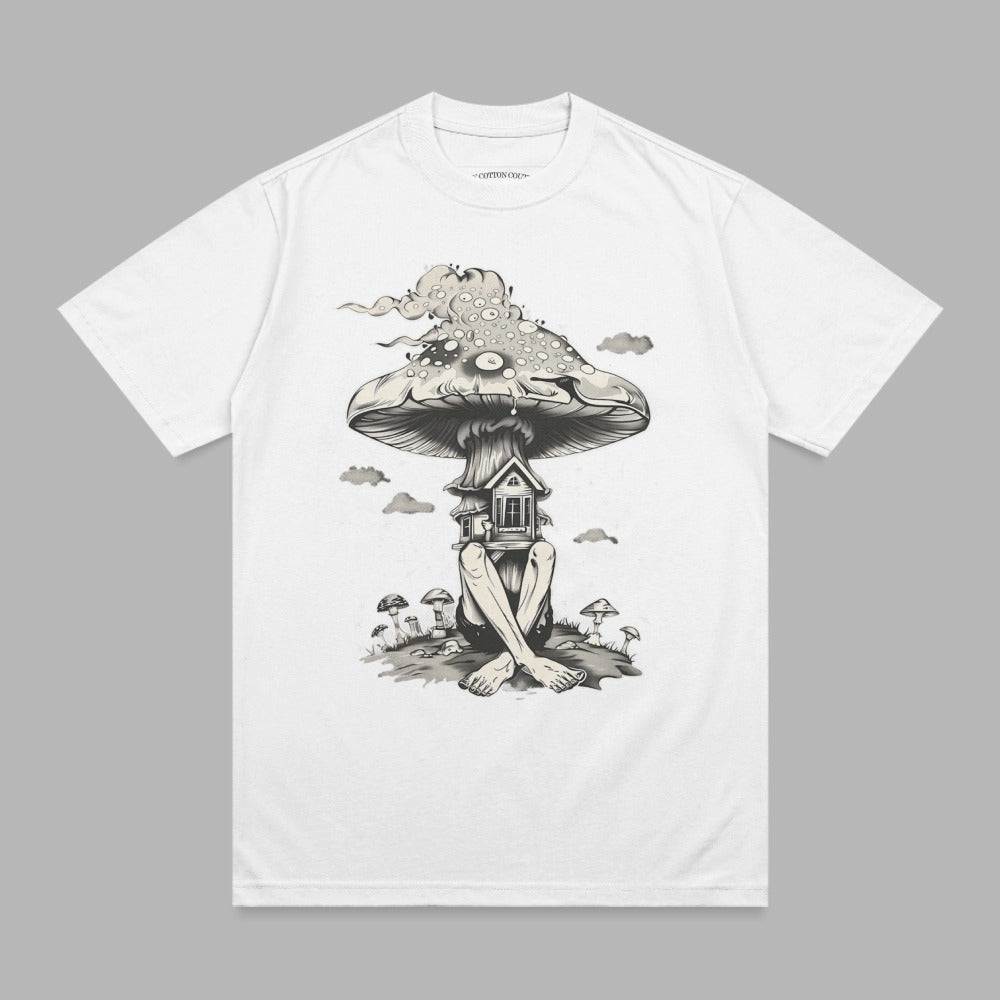 Surreal Mushroom House Human Figure Graphic Design product type