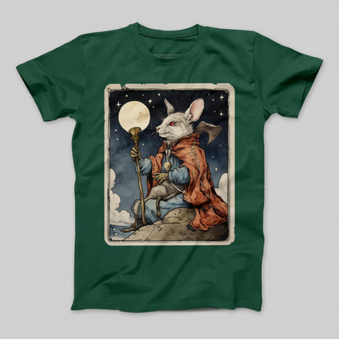 Mystical Rabbit Holding Moon Staff Graphic Tee