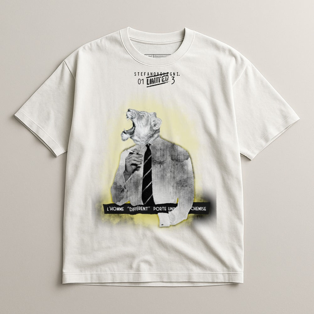 Roaring Lion Graphic Design on White T-Shirt