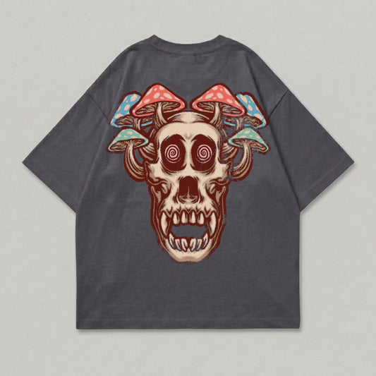 Dark Gray Psychedelic Skull Mushroom Cap Swirl Eyes product type