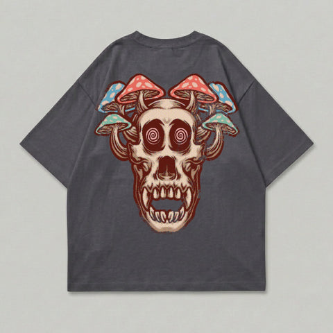Dark Gray Psychedelic Skull Mushroom Cap Swirl Eyes product type