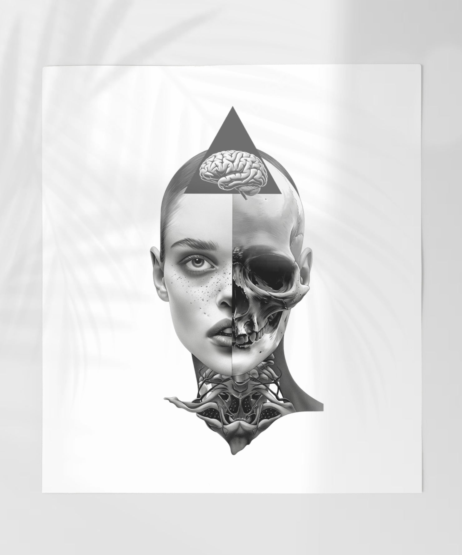 Surrealist Face Brain Skull Split Art Print Artwork