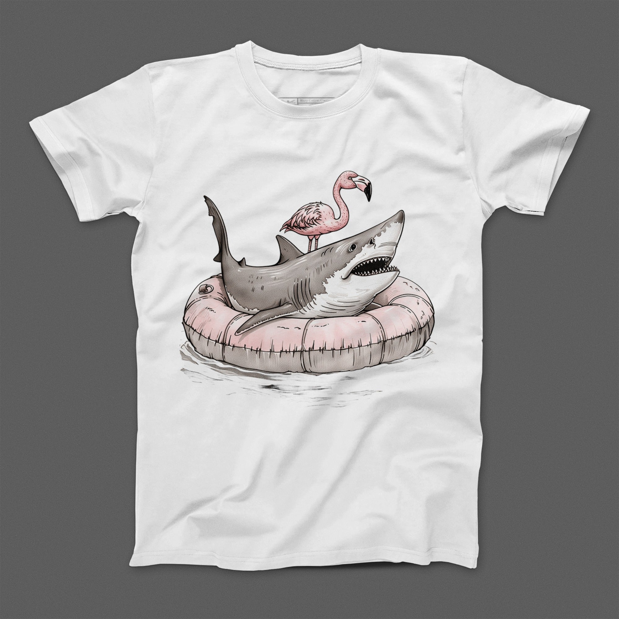 Shark and Flamingo Inflatable Design T-Shirt