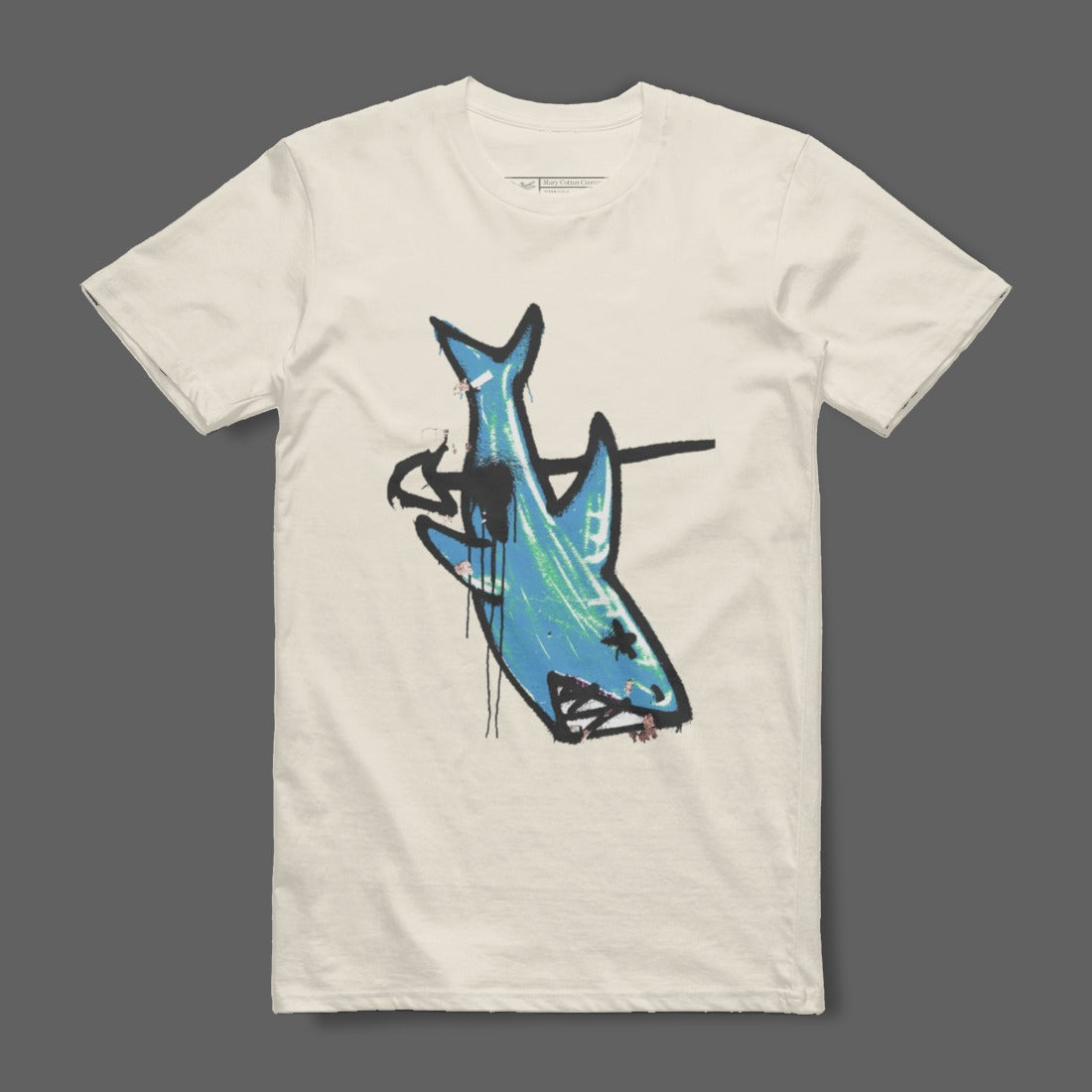 Shark Art Graphic Printed White Tee Shirt Product