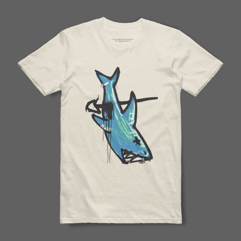 Shark Art Graphic Printed White Tee Shirt Product