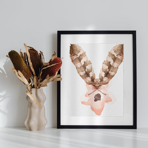 Abstract Feather Art Print in Modern Black Frame