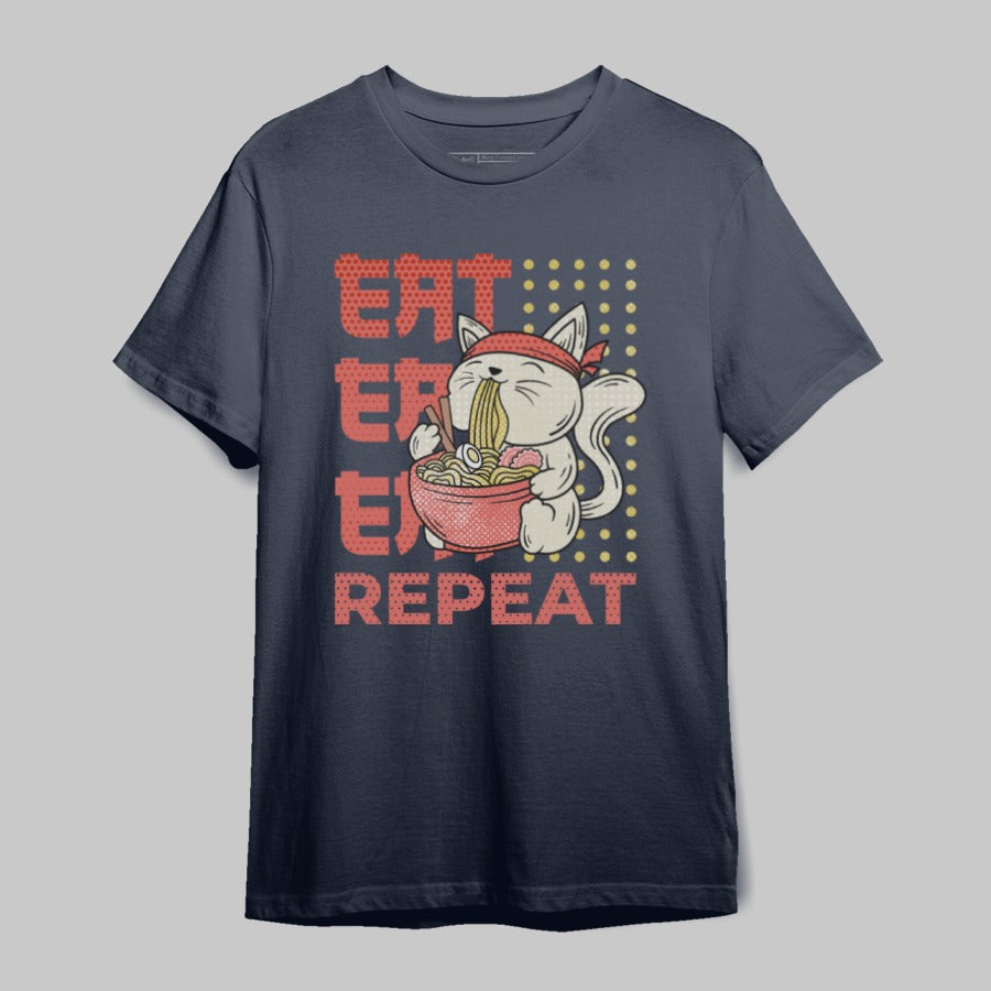 Eat Eat Eat Repeat Cat Design T-Shirt product