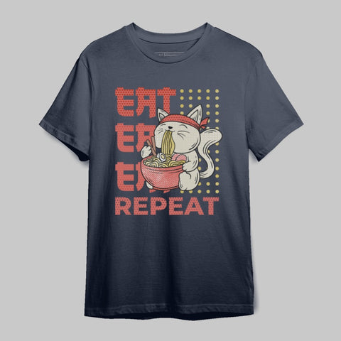 Eat Eat Eat Repeat Cat Design T-Shirt product