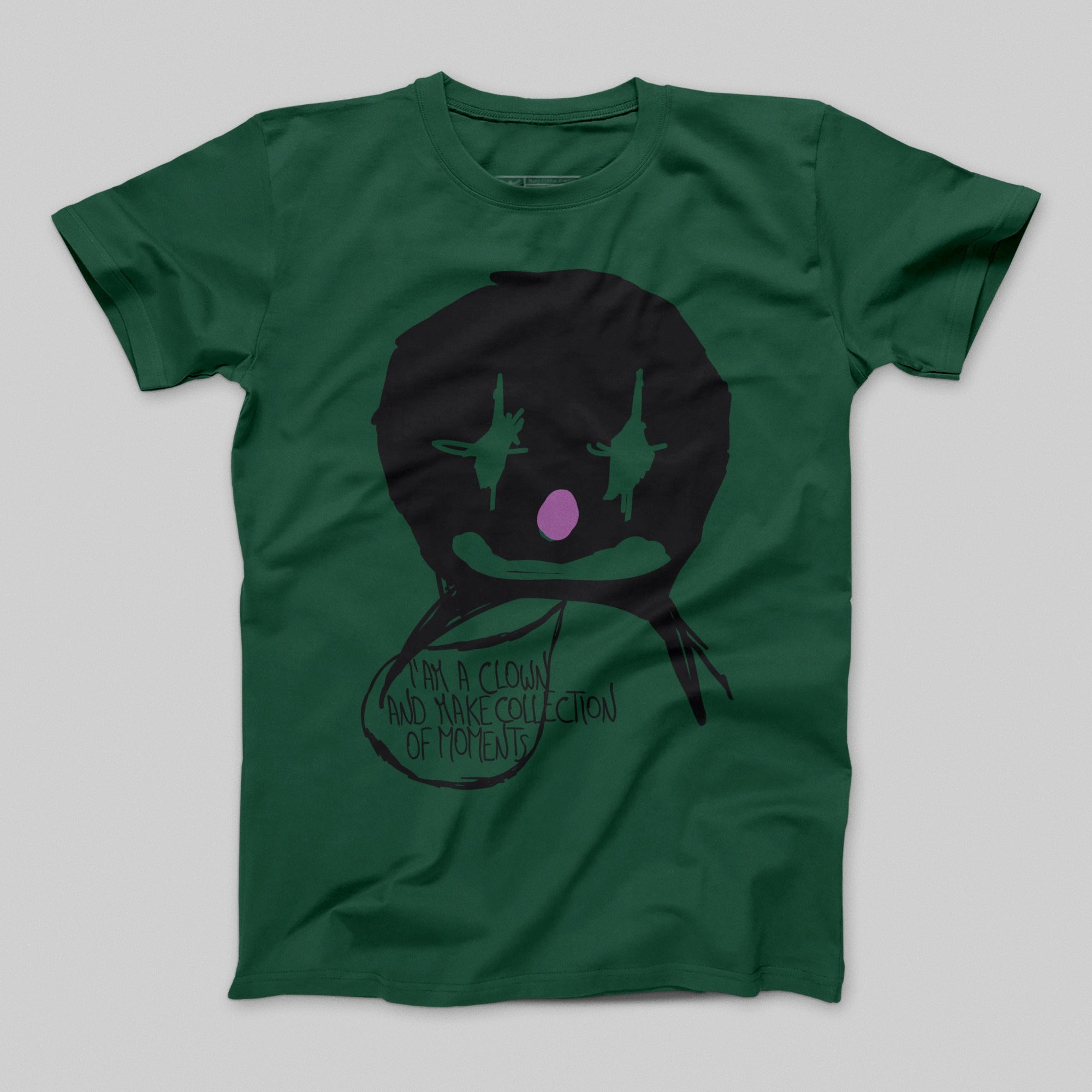 Clown Face With Text Green Tee Shirt Collection