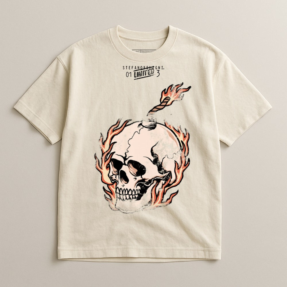Skull and Flames Graphic Tee Stef Aander G4T 01 Limited Edition
