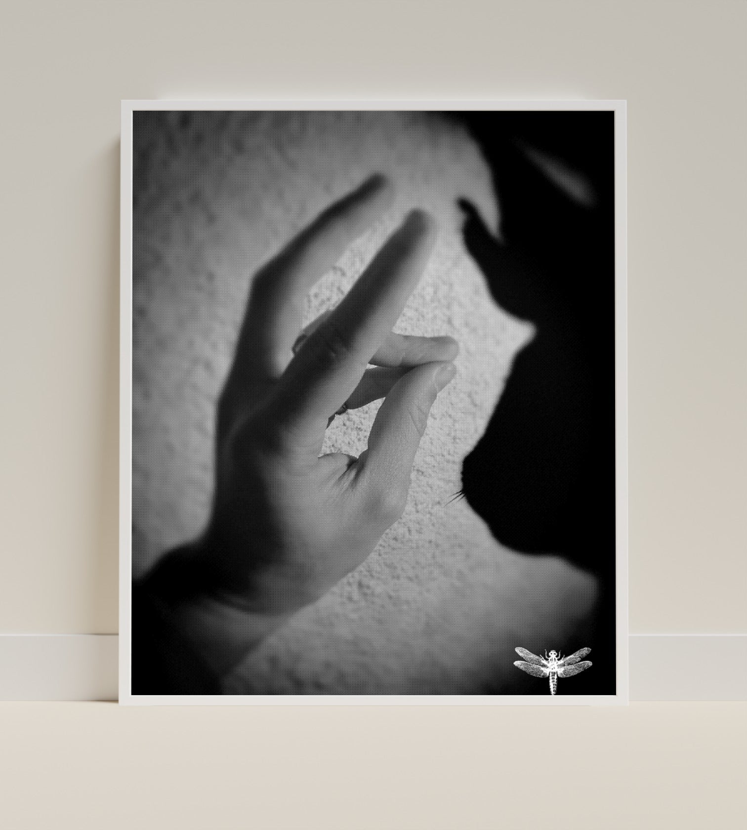 Black and White Hands Shadow Gesture Art Print