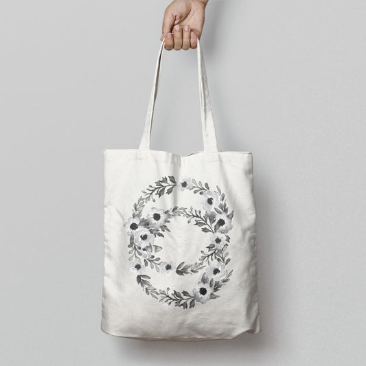 Floral Wreath Design Tote Bag Shopping Carry All