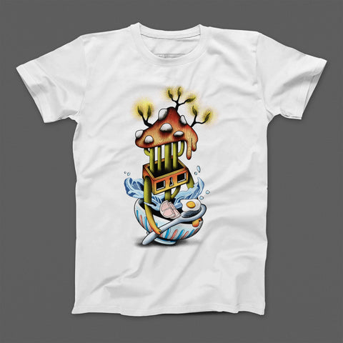 Surreal Mushroom and Eggs Illustration T-Shirt product