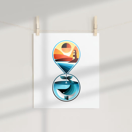Abstract Hourglass Landscape Artwork Print Poster