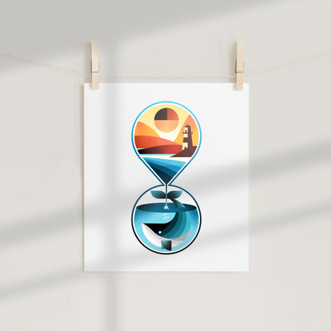 Abstract Hourglass Landscape Artwork Print Poster