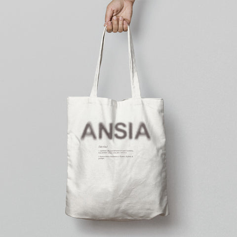 Stylish White Tote with ANSIA Print and Definition