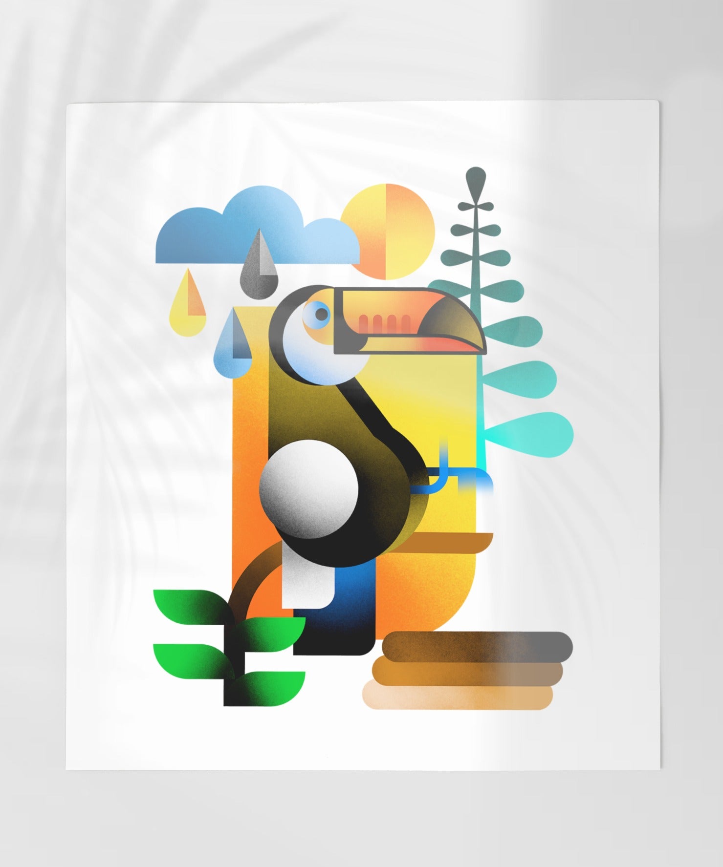 Vibrant Toucan Jungle Illustration Wall Art Print