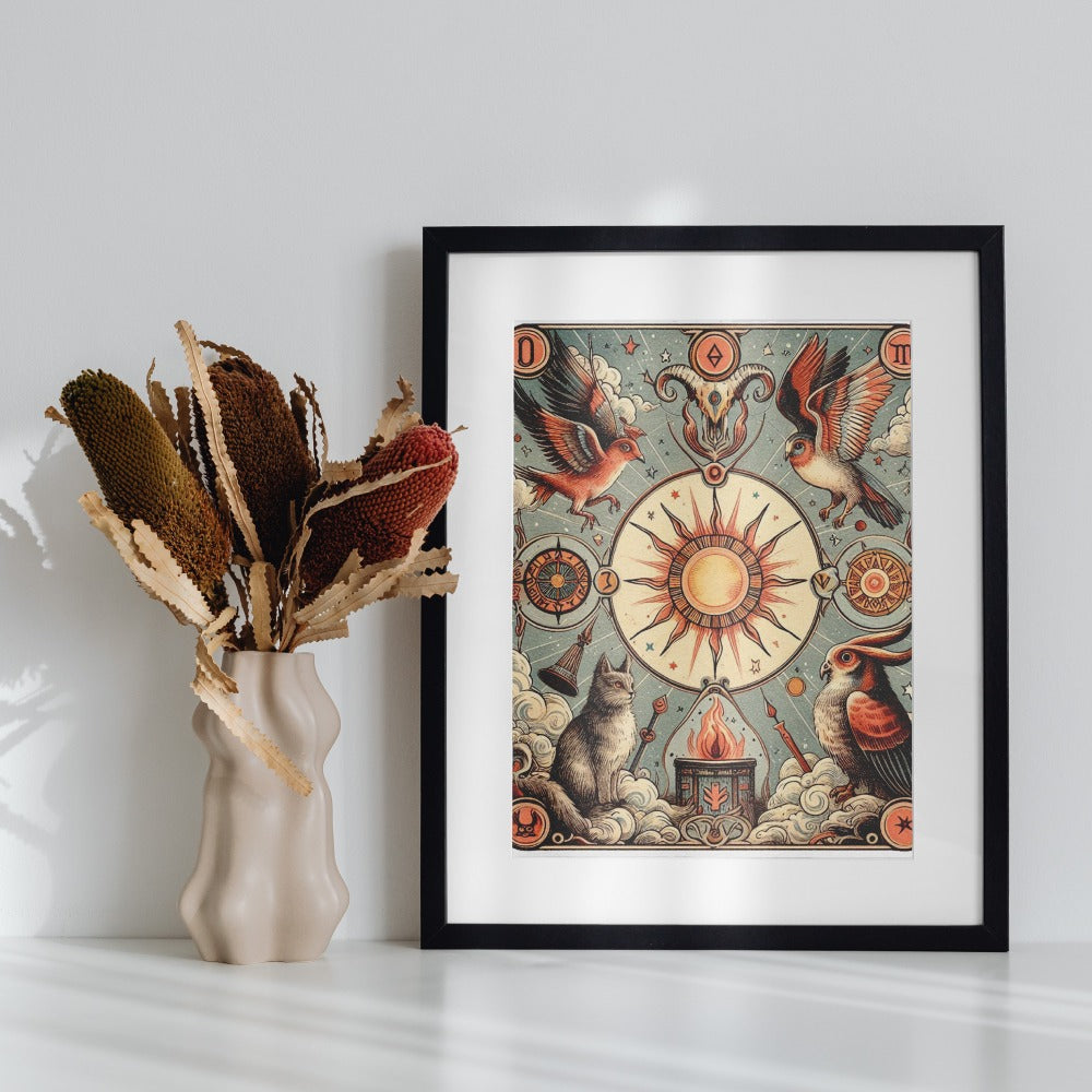 Sun and Animal Themed Framed Artwork Print Product
