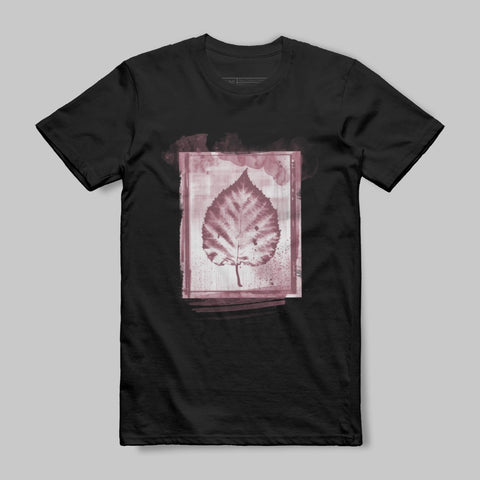 Artistic Leaf Design Black Graphic T-Shirt