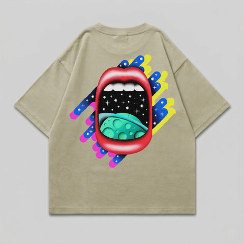 Open mouth design cosmic planet abstract strokes product type