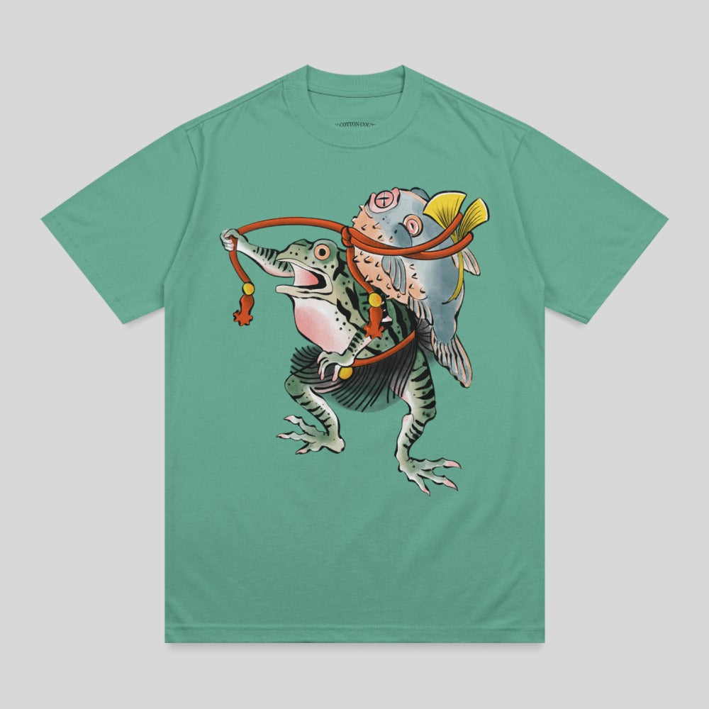 Frog Fish Ukiyo-e Traditional Art Graphic T-shirt product type