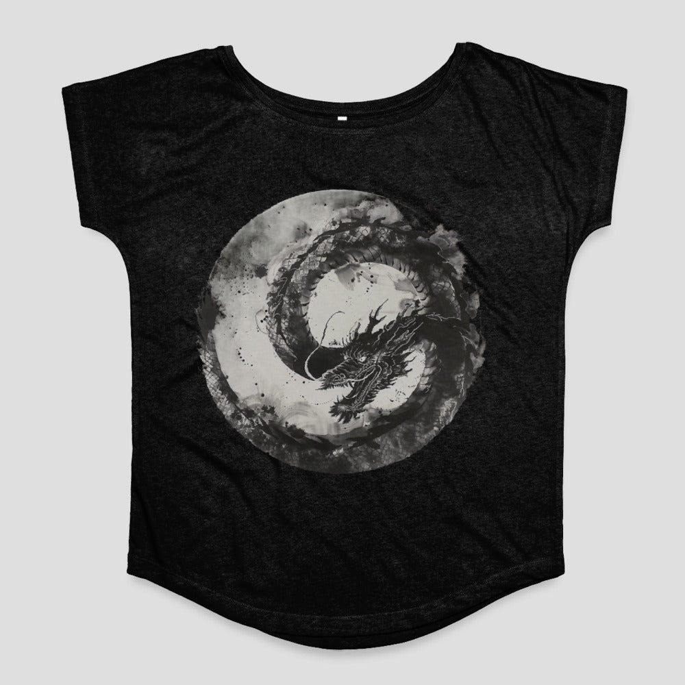Dark Dragon Spiral Graphic Design T-shirt