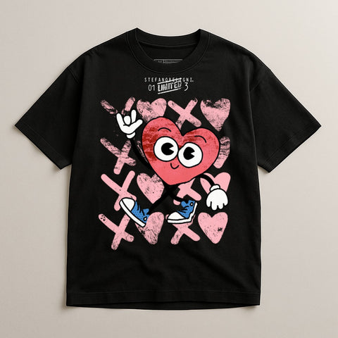 Limited Edition Heart Cartoon Design T-Shirt