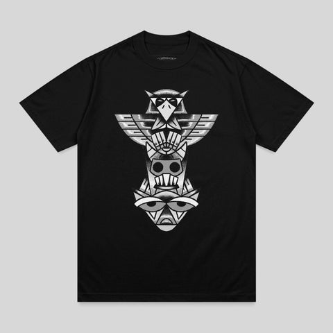 Black Totem Pole Owl Skull Abstract Graphic product type