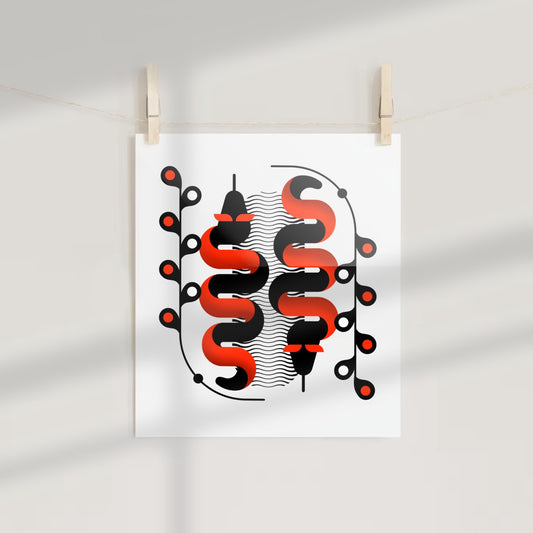 Abstract Black and Red Geometric Art Print product