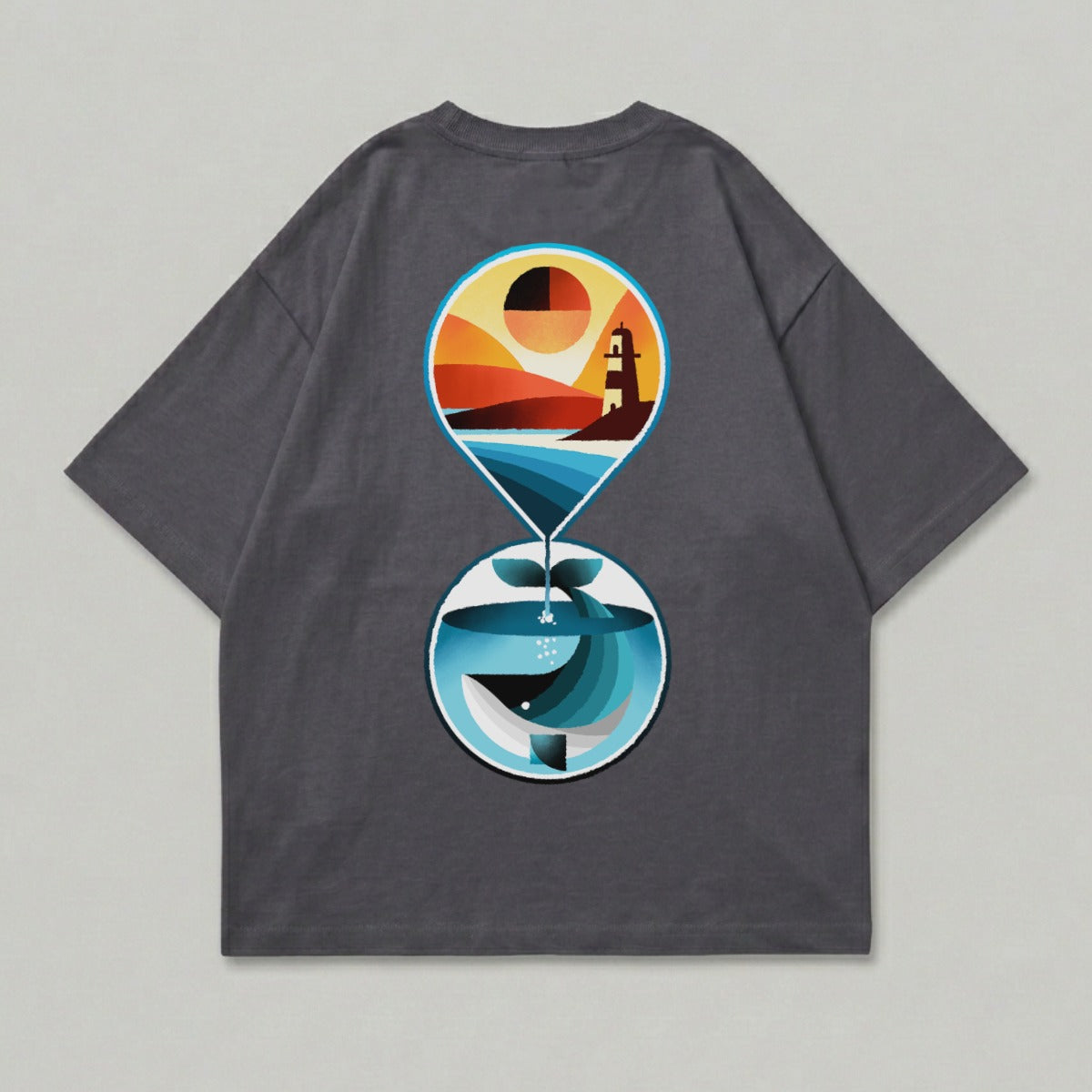 Coastal lighthouse ocean whale nature graphic design product type