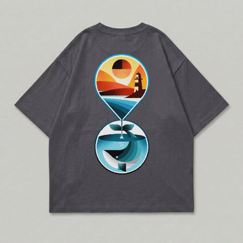 Coastal lighthouse ocean whale nature graphic design product type